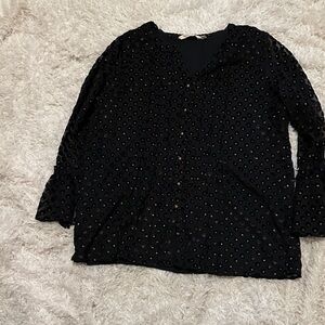 Soft Surroundings Black Textured Blouse
